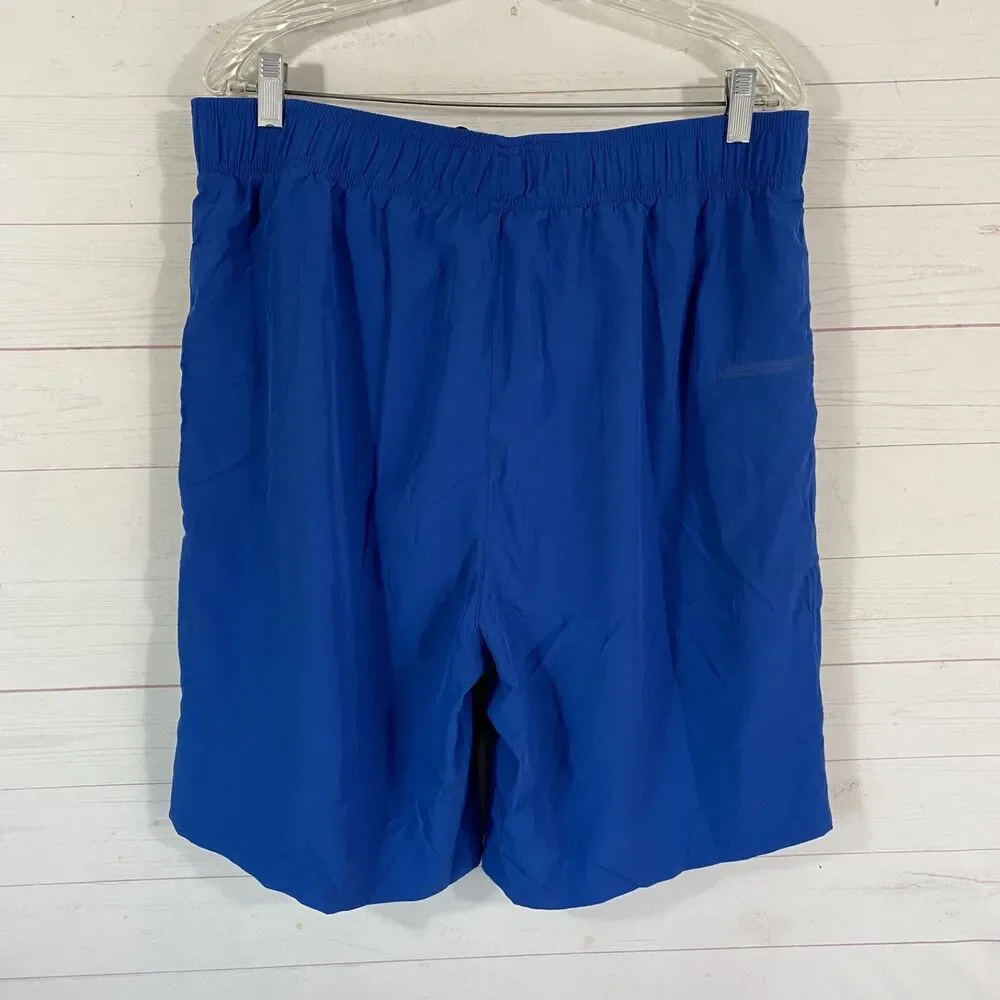 Pinkbomb Mens Lined Hybrid Swim Activewear Shorts XL Blue Elastic Waist Pocket